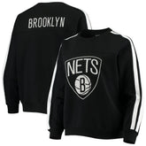 Black Brooklyn Nets The Wild Collective Women's Perforated Logo Pullover Sweatshirt | NBA