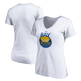 White Golden State Warriors Women's The Bay Logo V-Neck T-Shirt sale | NBA
