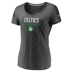 Charcoal Boston Celtics Women's Double-Fade Space-Dye V-Neck T-Shirt | NBA