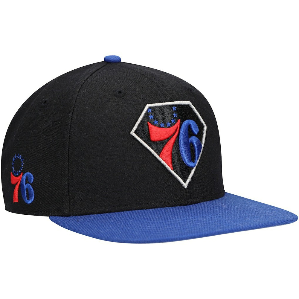 Black/Royal Philadelphia 76ers '47 75th Anniversary Carat Captain Snapback Hat | NBA