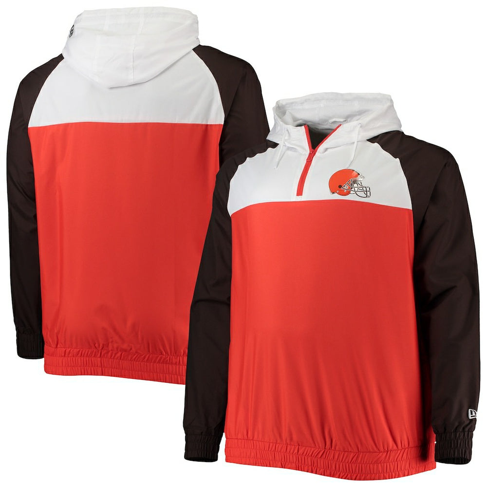 Cleveland Browns Big & Tall League Raglan Quarter-Zip Hoodie | NFL Hot