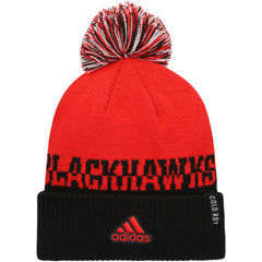 Chicago Blackhawks adidas COLD.RDY Cuffed Knit Hat with Pom - NHL Hats