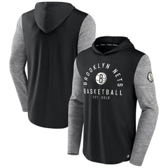 Black/Heathered Charcoal Brooklyn Nets Deep Rotation Performance Pullover Hoodie | NBA
