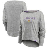 Heathered Gray Los Angeles Lakers Women's Nostalgia Off-The-Shoulder Long Sleeve T-Shirt | NBA