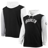 Black/White Brooklyn Nets Big & Tall Double Contrast Pullover Hoodie | NBA