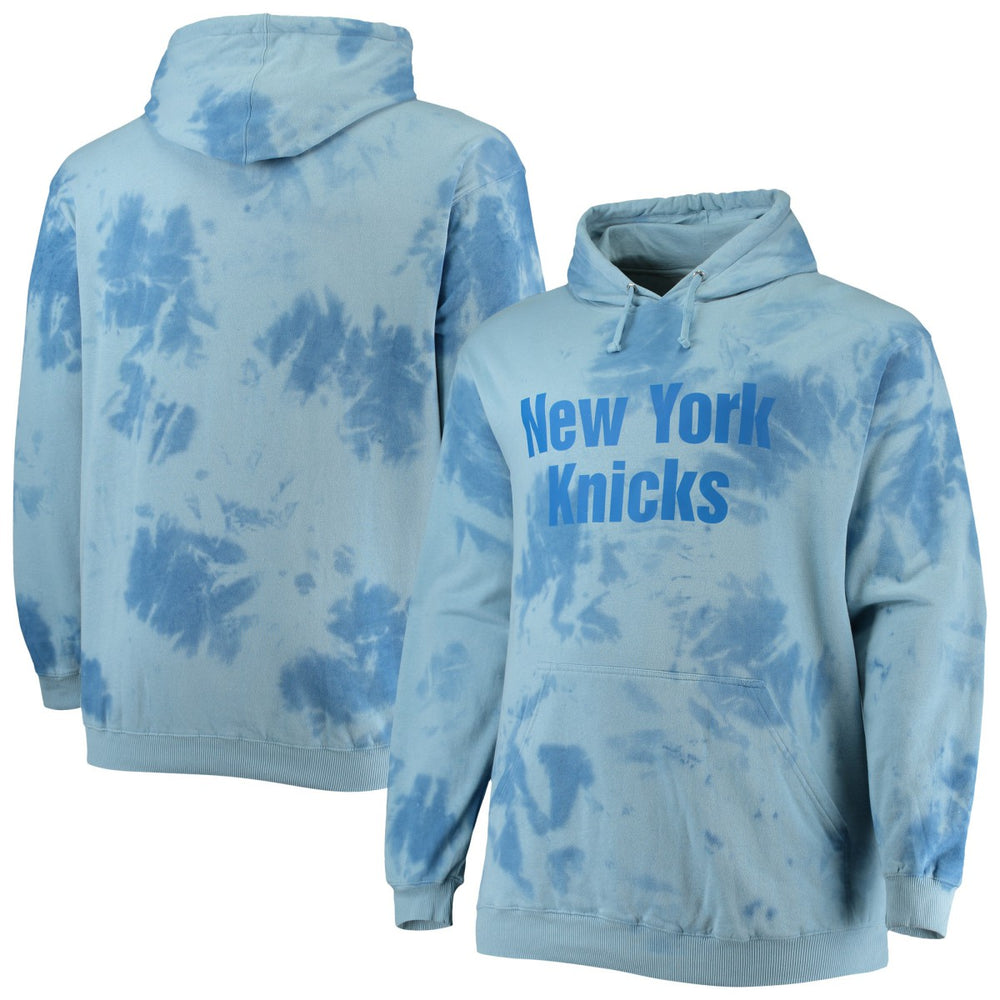 Blue New York Knicks Big & Tall Wordmark Cloud Dye Pullover Hoodie | NBA