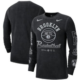 Black Brooklyn Nets Courtside Retro Elevated Long Sleeve T-Shirt | NBA