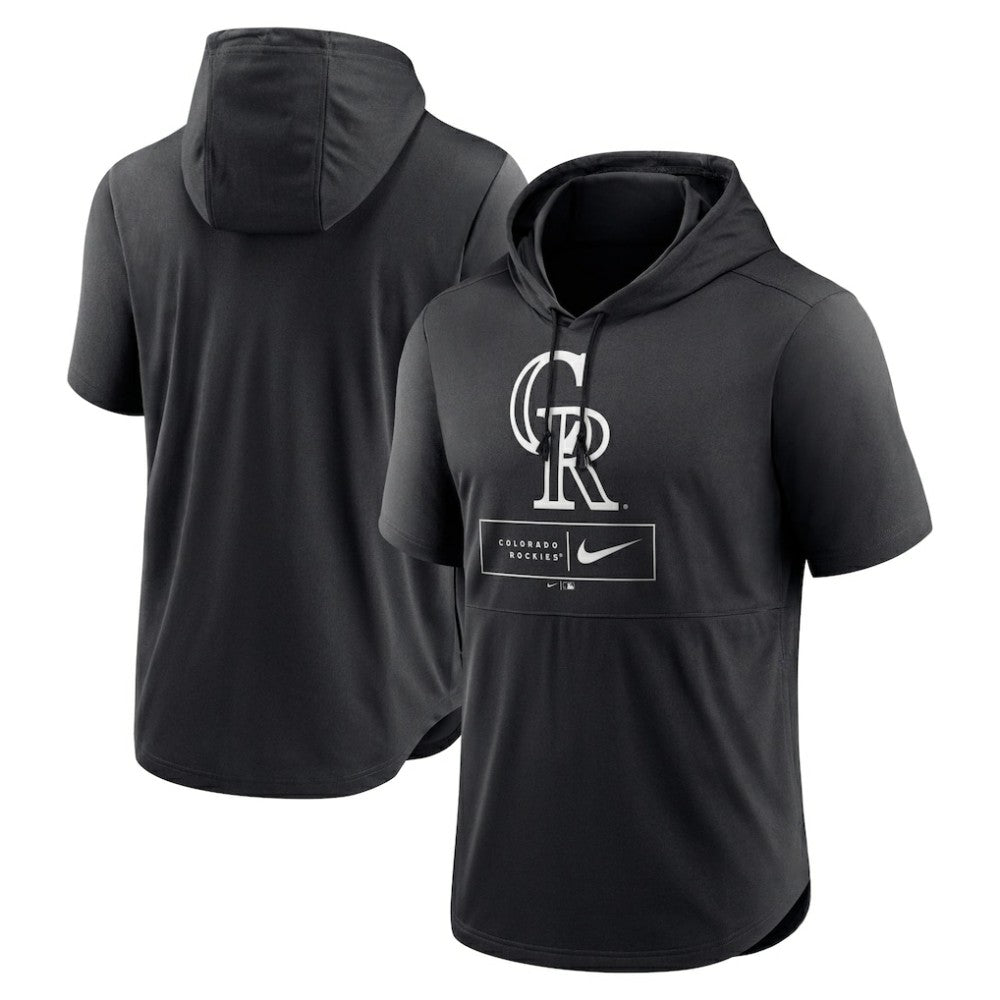 Colorado Rockies Nike Lockup Performance Short Sleeve Lightweight Hooded Top - MLB Tops