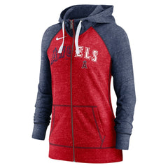 Los Angeles Angels Nike Women's Split Wordmark Gym Vintage Raglan Lightweight Full-Zip Hoodie - MLB Hoodies