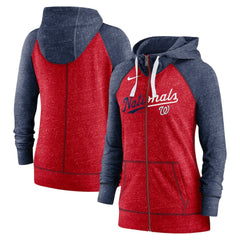 Washington Nationals Nike Women's Split Wordmark Gym Vintage Raglan Lightweight Full-Zip Hoodie - MLB Hoodies