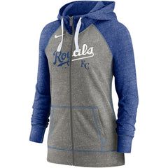 Kansas City Royals Nike Women's Split Wordmark Gym Vintage Raglan Lightweight Full-Zip Hoodie - MLB Hoodies