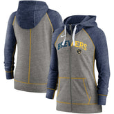 Milwaukee Brewers Nike Women's Split Wordmark Gym Vintage Raglan Lightweight Full-Zip Hoodie - MLB Hoodies