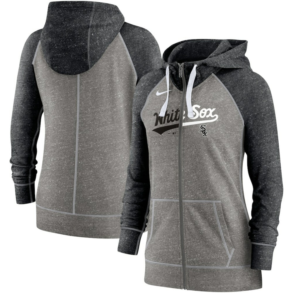 Chicago White Sox Nike Women's Split Wordmark Gym Vintage Raglan Lightweight Full-Zip Hoodie - MLB Hoodies