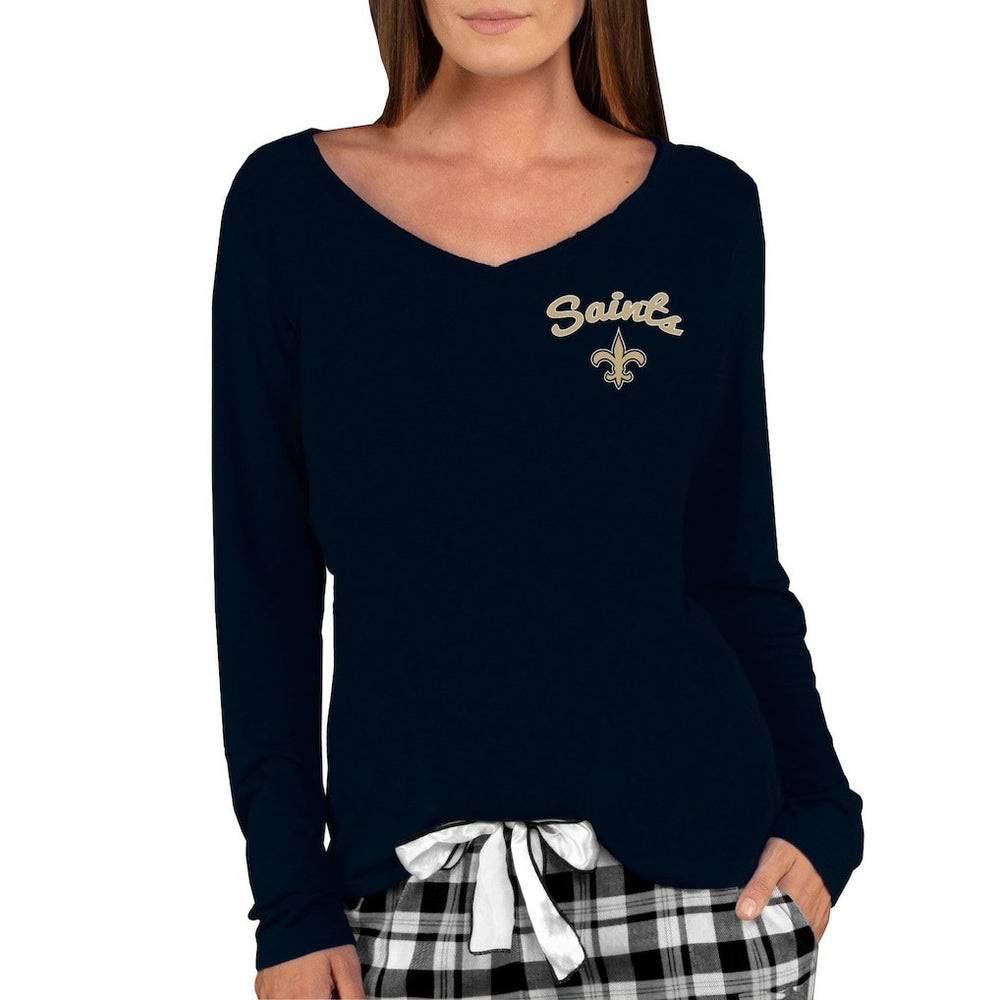 New Orleans Saints Concepts Sport Women's Marathon Knit Long Sleeve Lightweight V-Neck Lounge Top | NFL On sale