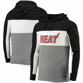Black/White Miami Heat Junk Food Wordmark Colorblock Fleece Pullover Hoodie | NBA