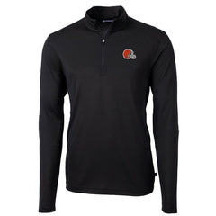 Cleveland Browns Cutter & Buck Virtue Eco Pique Recycled Quarter-Zip Pullover Jacket | NFL Outlet