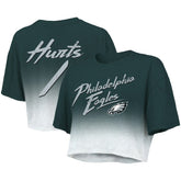 Philadelphia Eagles Jalen Hurts Majestic Threads Women's Dip-Dye Player Name & Number Crop Top | NFL Online