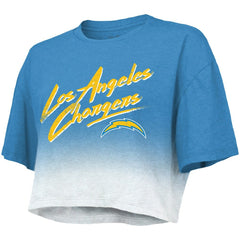 Los Angeles Chargers Justin Herbert Majestic Threads Women's Dip-Dye Player Name & Number Crop Top | NFL Near me