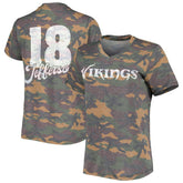 Minnesota Vikings Justin Jefferson Women's Name & Number Tri-Blend V-Neck T-Shirt | NFL Discount