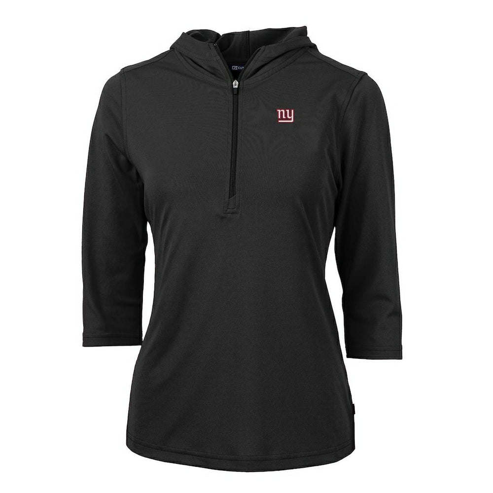 New York Giants Cutter & Buck Women's Virtue Eco Pique Half-Zip 3/4 Sleeve Pullover Hoodie | NFL New