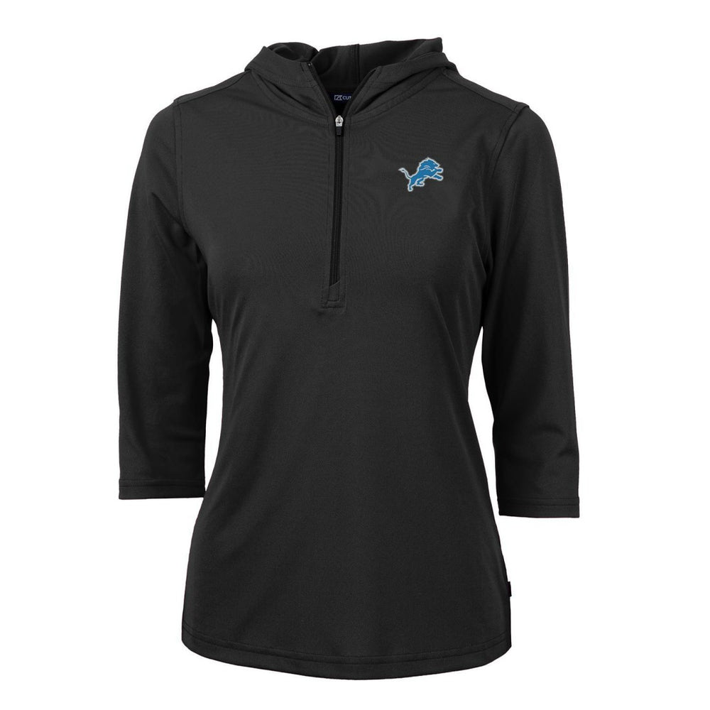 Detroit Lions Cutter & Buck Women's Virtue Eco Pique Half-Zip 3/4 Sleeve Pullover Hoodie | NFL Hot