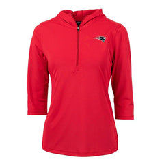 New England Patriots Cutter & Buck Women's Virtue Eco Pique Half-Zip 3/4 Sleeve Pullover Hoodie | NFL New