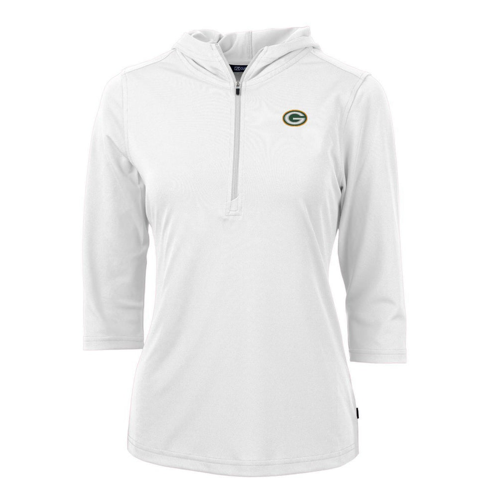 Green Bay Packers Cutter & Buck Women's Virtue Eco Pique Half-Zip 3/4 Sleeve Pullover Hoodie | NFL US