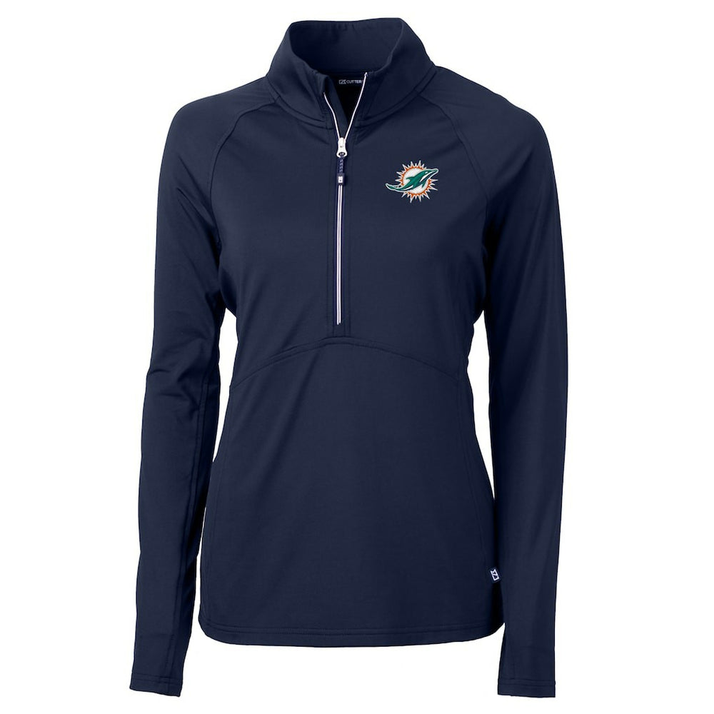 Miami Dolphins Cutter & Buck Women's Adapt Eco Knit Half-Zip Pullover Jacket | NFL Discount