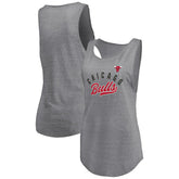Heathered Gray Chicago Bulls Women's Quality Time Open Scoop Neck Tri-Blend Tank Top sale | NBA