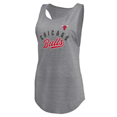 Heathered Gray Chicago Bulls Women's Quality Time Open Scoop Neck Tri-Blend Tank Top sale | NBA