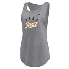 Heathered Gray Utah Jazz Women's Quality Time Open Scoop Neck Tri-Blend Tank Top | NBA
