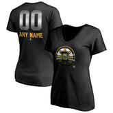 Boston Bruins Women's Personalized Midnight Mascot Logo V-Neck T-Shirt - NHL T-shirts