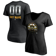 Boston Bruins Women's Personalized Midnight Mascot Logo V-Neck T-Shirt - NHL T-shirts