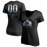 Colorado Avalanche Women's Personalized Midnight Mascot Logo V-Neck T-Shirt - NHL T-shirts