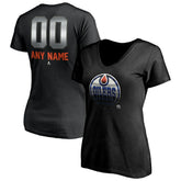Edmonton Oilers Women's Personalized Midnight Mascot Logo V-Neck T-Shirt - NHL T-shirts