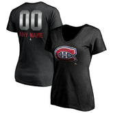 Montreal Canadiens Women's Personalized Midnight Mascot Logo V-Neck T-Shirt - NHL T-shirts