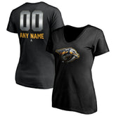 Nashville Predators Women's Personalized Midnight Mascot Logo V-Neck T-Shirt - NHL T-shirts