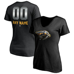 Nashville Predators Women's Personalized Midnight Mascot Logo V-Neck T-Shirt - NHL T-shirts