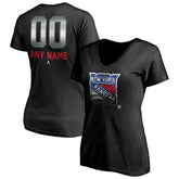 New York Rangers Women's Personalized Midnight Mascot Logo V-Neck T-Shirt - NHL T-shirts