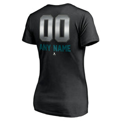 San Jose Sharks Women's Personalized Midnight Mascot Logo V-Neck T-Shirt - NHL T-shirts