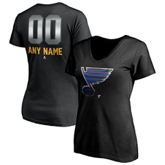 St. Louis Blues Women's Personalized Midnight Mascot Logo V-Neck T-Shirt - NHL T-shirts