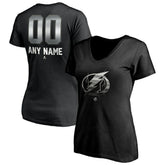 Tampa Bay Lightning Women's Personalized Midnight Mascot Logo V-Neck T-Shirt - NHL T-shirts