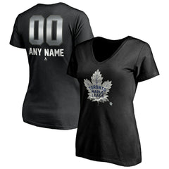 Toronto Maple Leafs Women's Personalized Midnight Mascot Logo V-Neck T-Shirt - NHL T-shirts