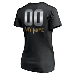 Vegas Golden Knights Women's Personalized Midnight Mascot Logo V-Neck T-Shirt - NHL T-shirts