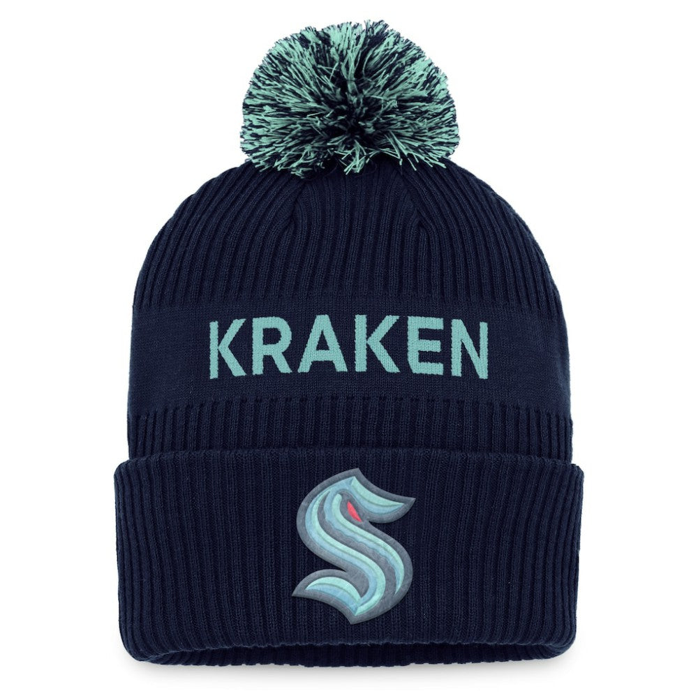 Seattle Kraken Fanatics 2022 NHL Draft Authentic Pro Cuffed Knit Hat with Pom - NHL Hats