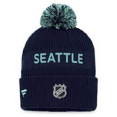Seattle Kraken Fanatics 2022 NHL Draft Authentic Pro Cuffed Knit Hat with Pom - NHL Hats