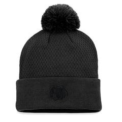 Chicago Blackhawks Fanatics Women's Authentic Pro Road Cuffed Knit Hat with Pom - NHL Hats