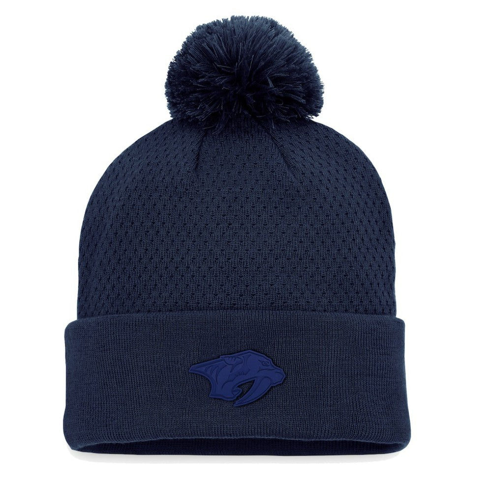 Nashville Predators Fanatics Women's Authentic Pro Road Cuffed Knit Hat with Pom - NHL Hats