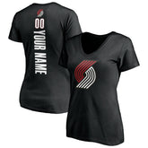 Black Portland Trail Blazers Women's Personalized Playmaker Team V-Neck T-Shirt | NBA