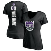 Black Sacramento Kings Women's Personalized Playmaker Team V-Neck T-Shirt | NBA